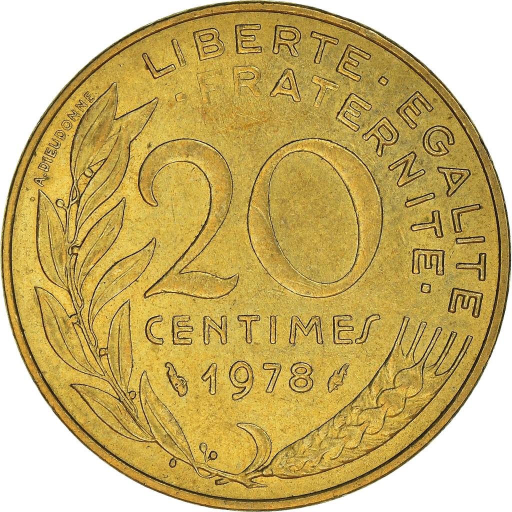 Moneda, Francia, 20 Centimes, 1978