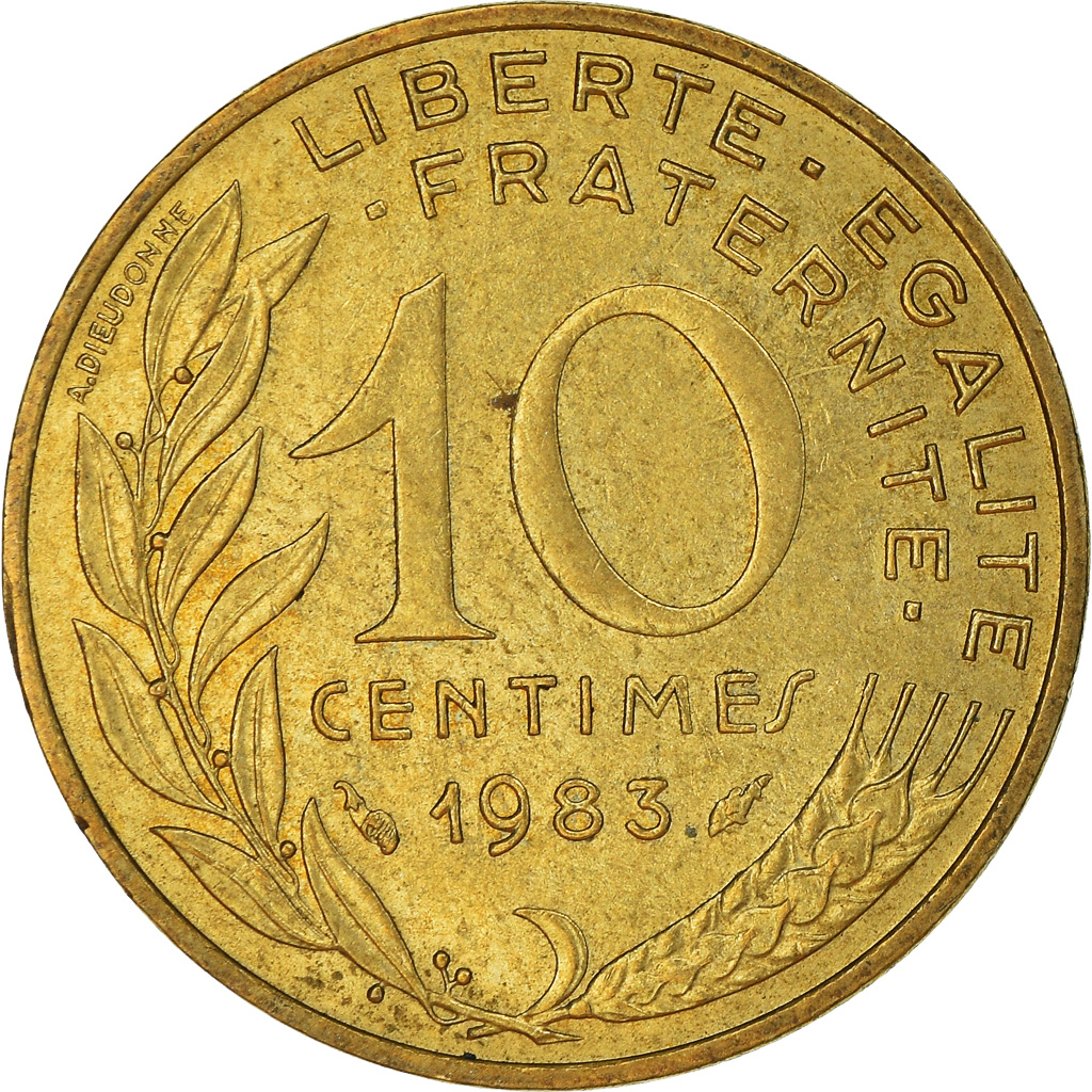 Moneda, Francia, 10 Centimes, 1983