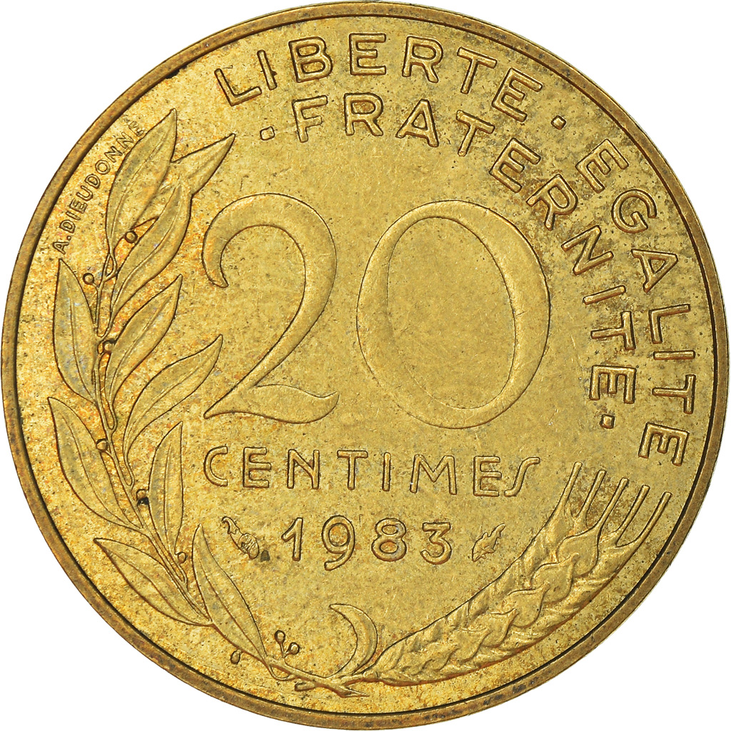 Moneda, Francia, 20 Centimes, 1983