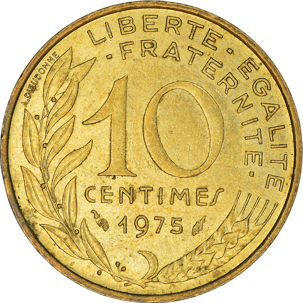 Moneda, Francia, 10 Centimes, 1975