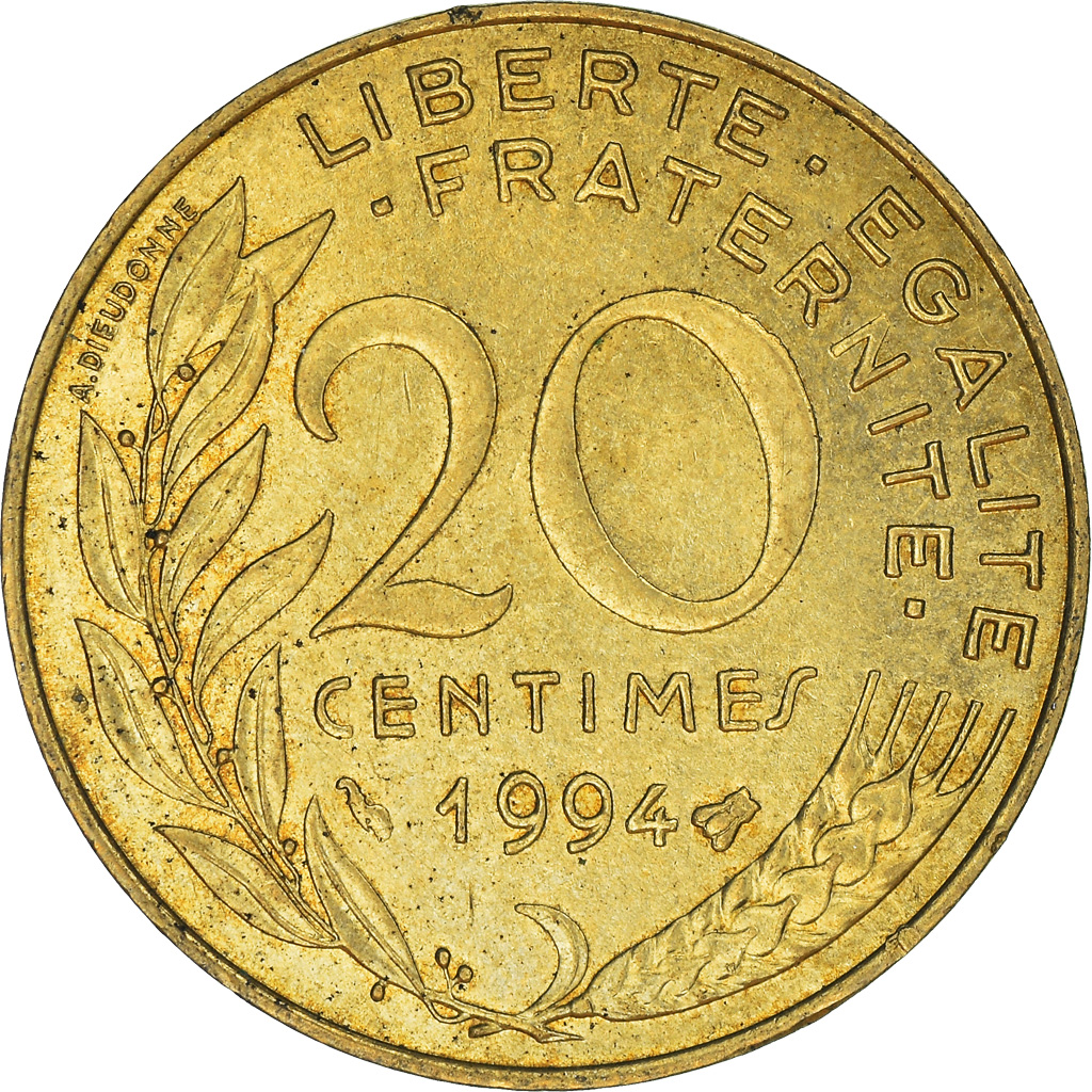Moneda, Francia, 20 Centimes, 1994