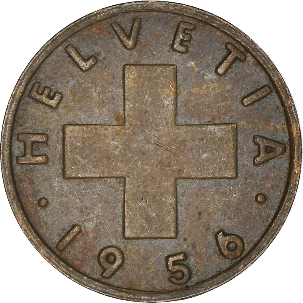 Moneda, Suiza, Rappen, 1956