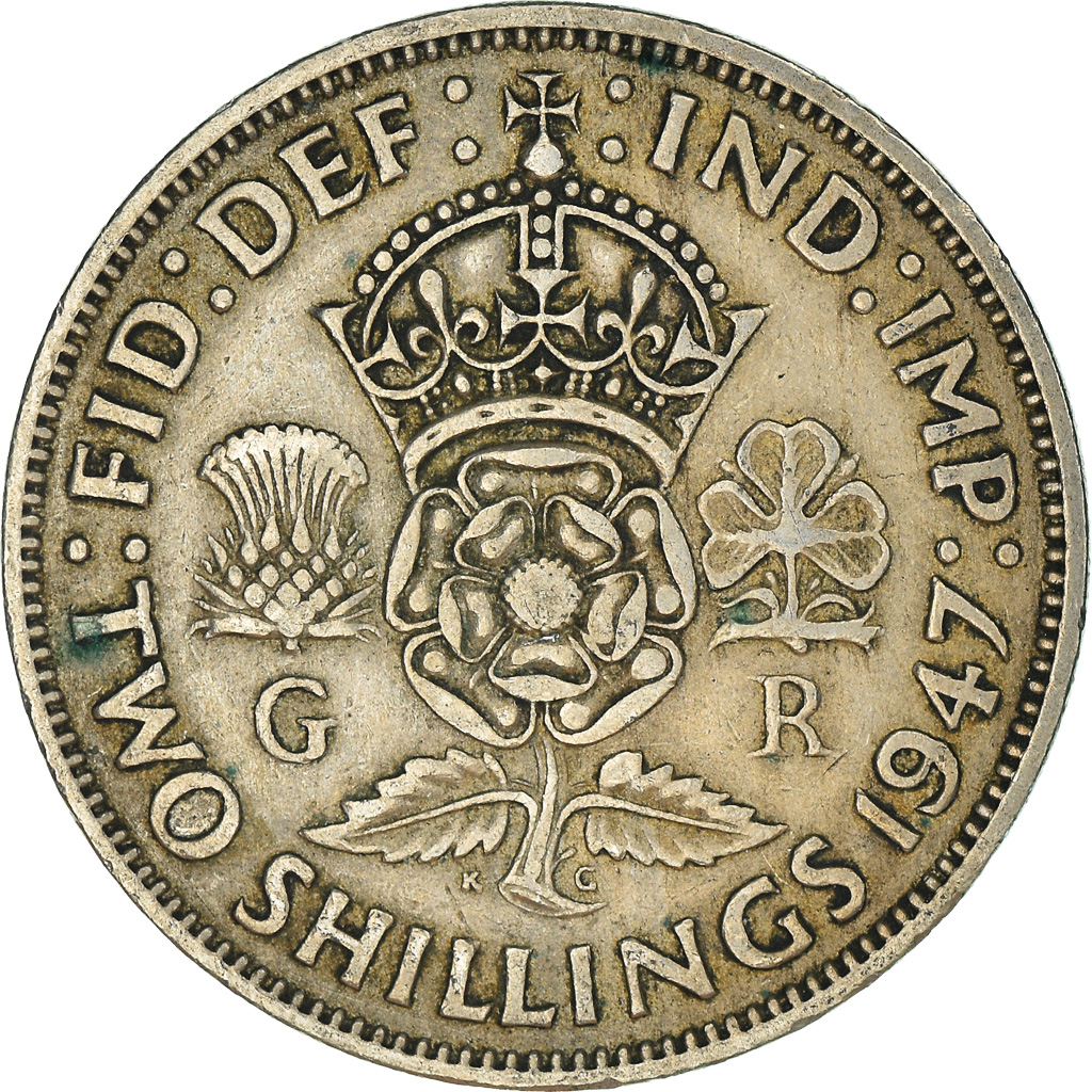 Moneda, Gran Bretaña, Florin, Two Shillings, 1947