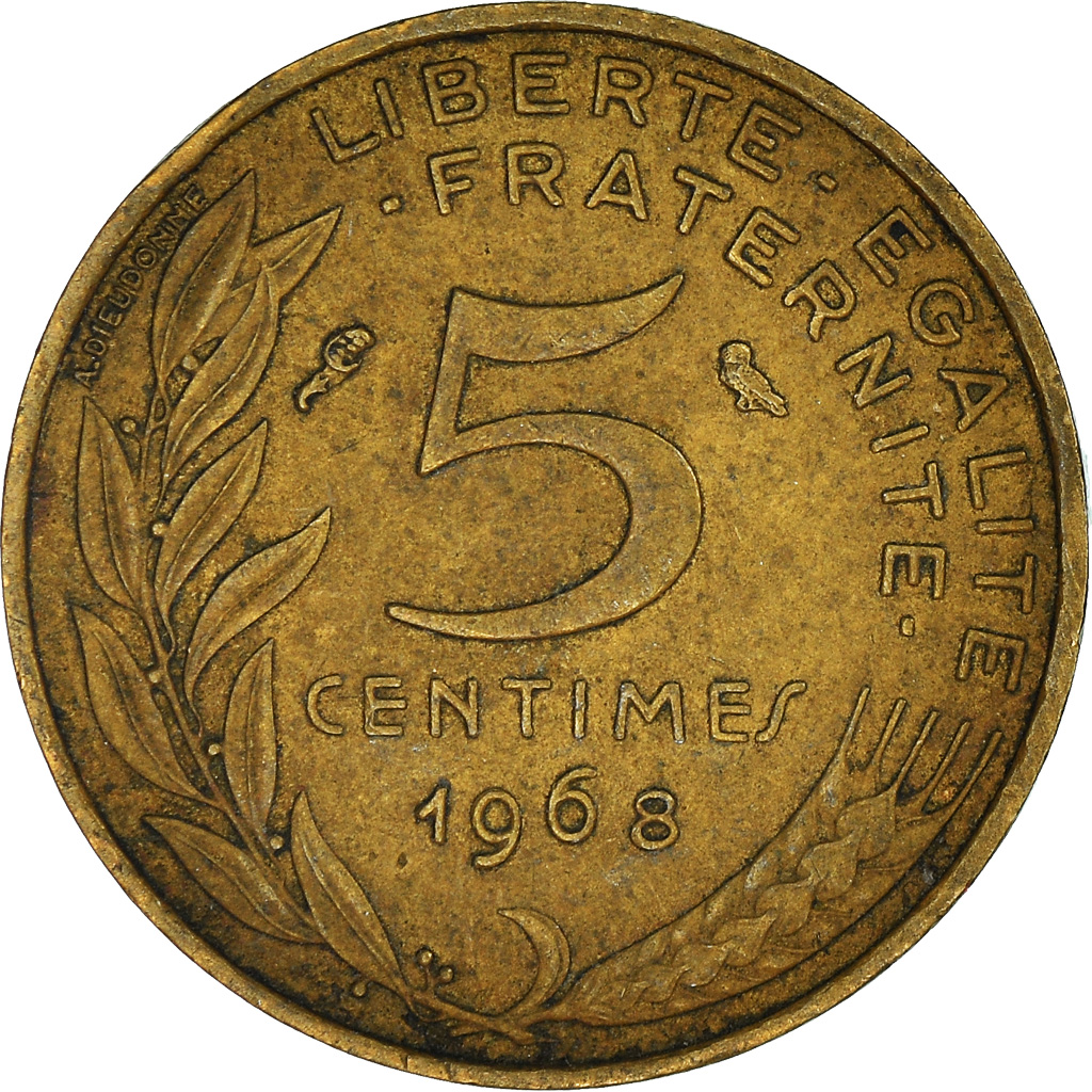 Moneda, Francia, 5 Centimes, 1968