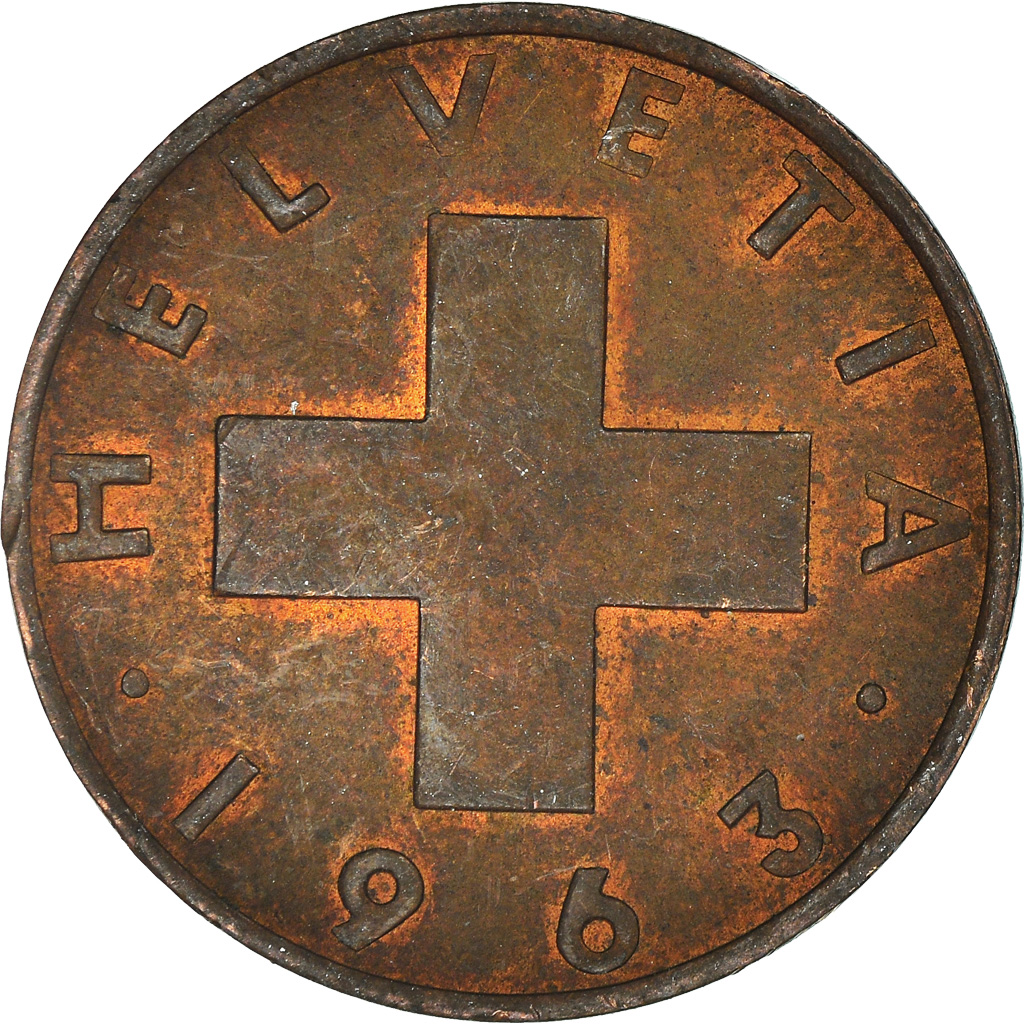 Moneda, Suiza, 2 Rappen, 1963
