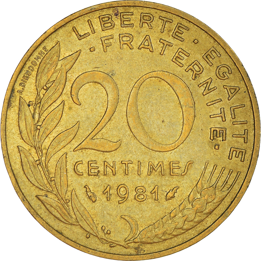 Moneda, Francia, 20 Centimes, 1981