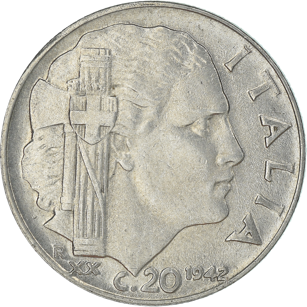 Moneda, Italia, 20 Centesimi, 1942