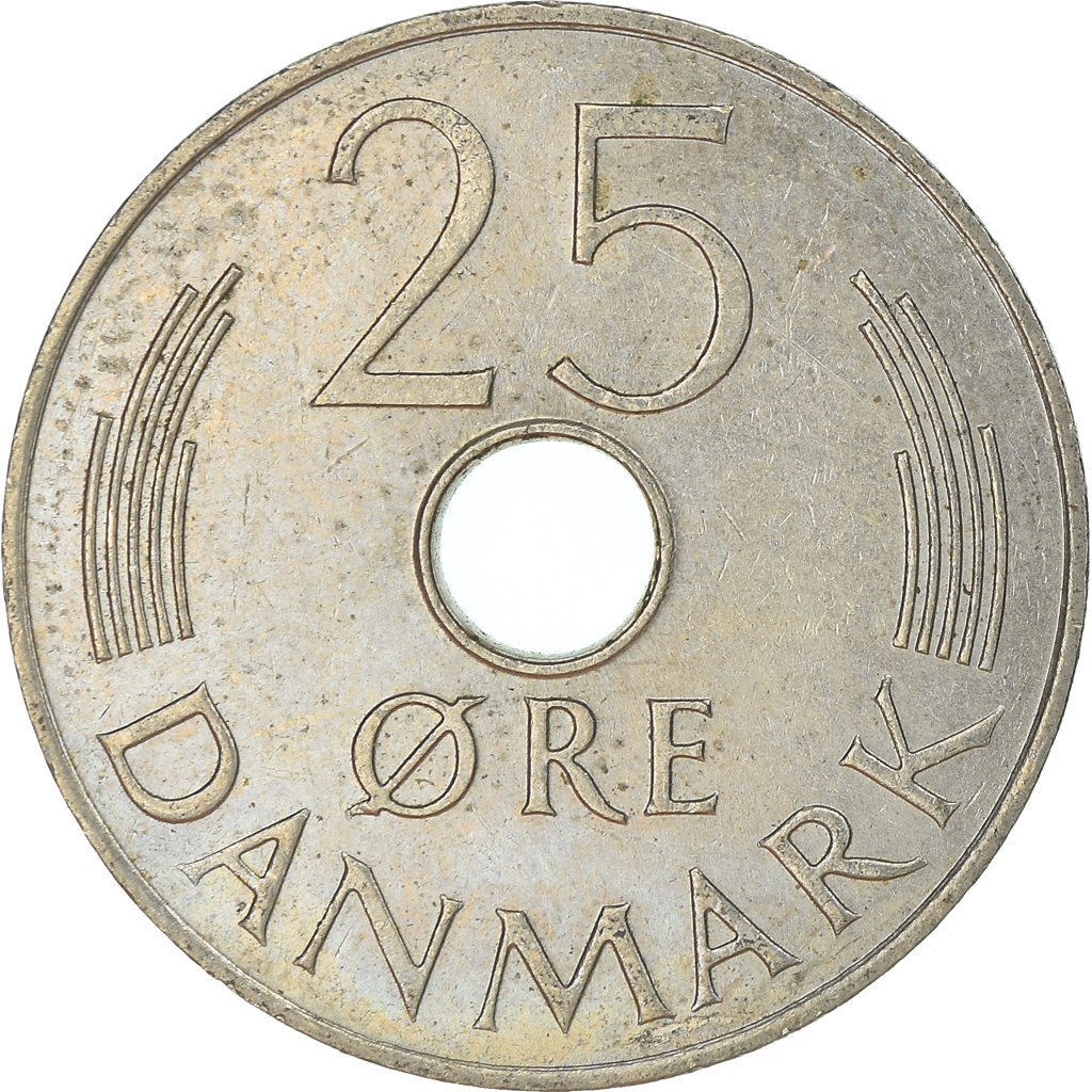 Moneda, Dinamarca, 25 Öre, 1975