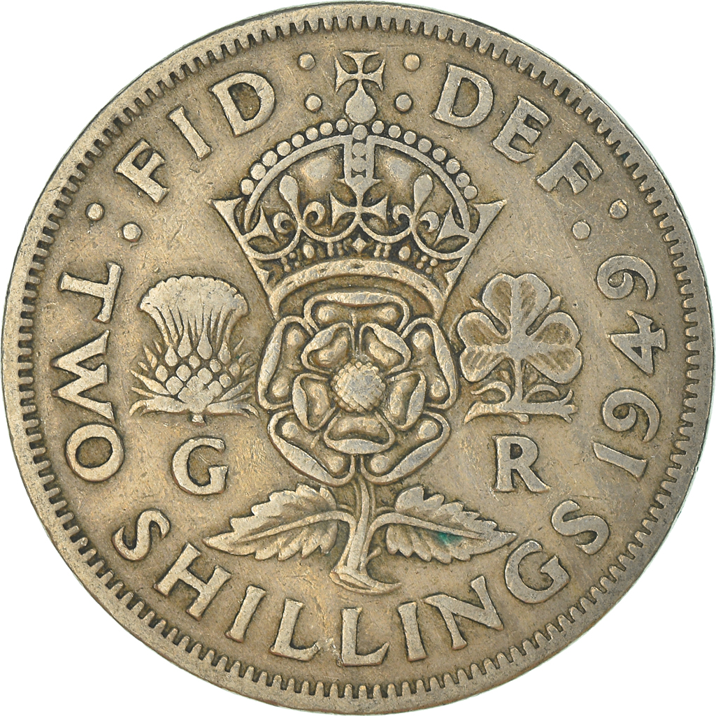 Moneda, Gran Bretaña, Florin, Two Shillings, 1949