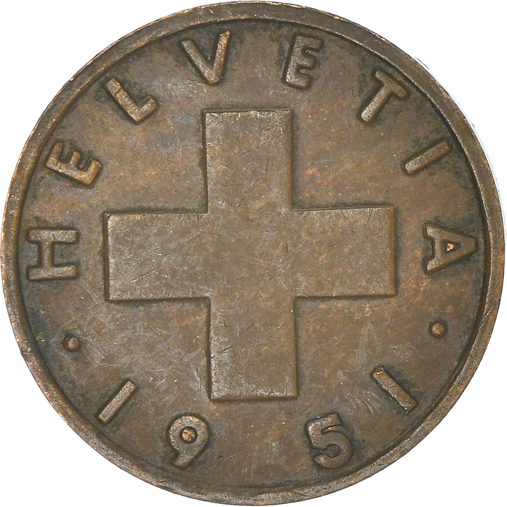 Moneda, Suiza, Rappen, 1951