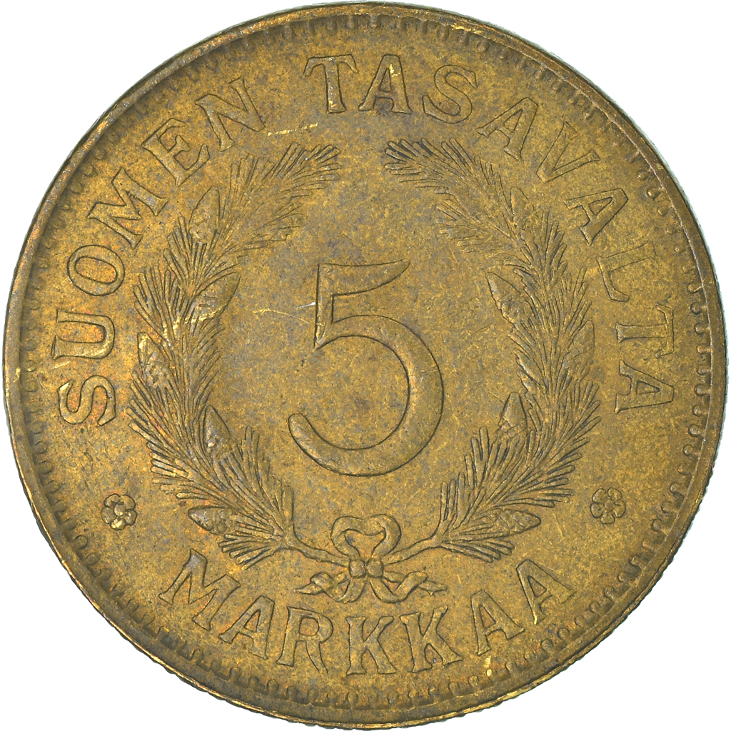 Moneda, Finlandia, 5 Markkaa, 1948
