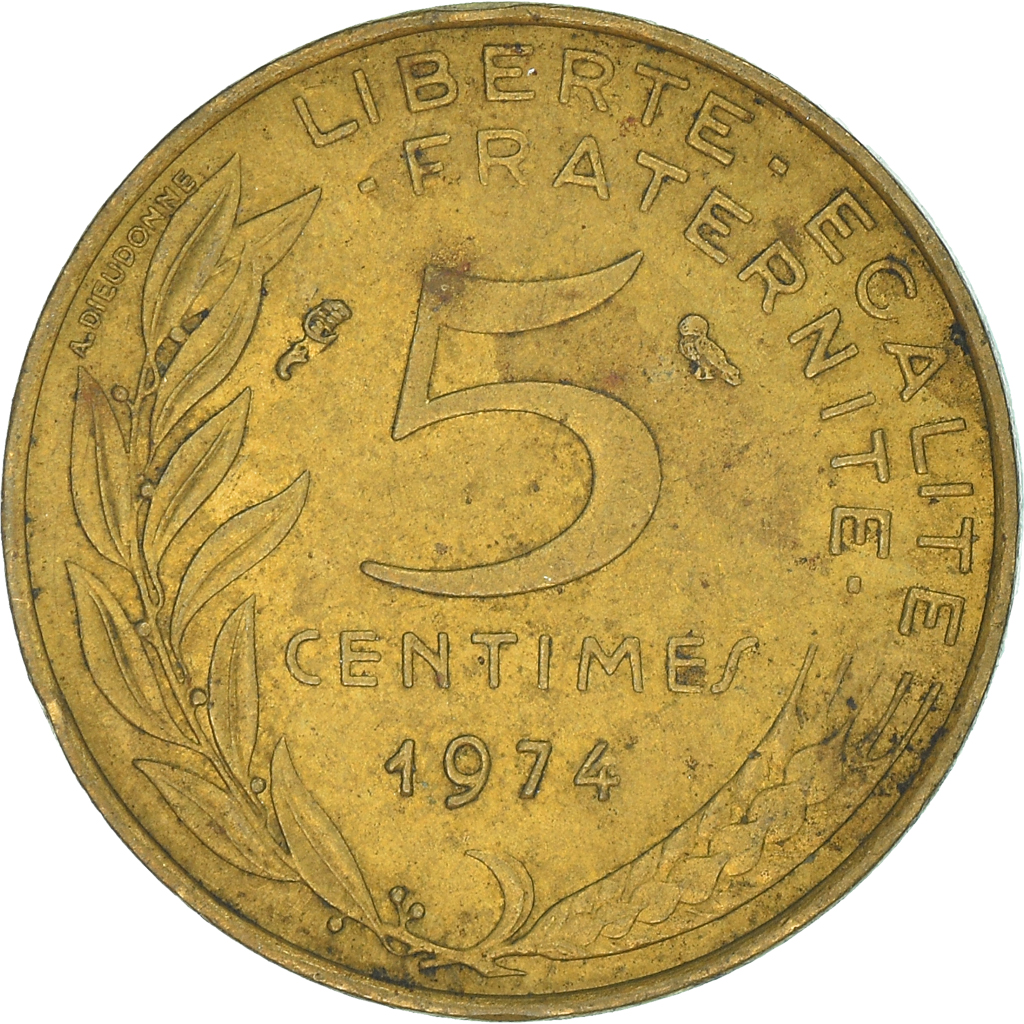 Moneda, Francia, 5 Centimes, 1974