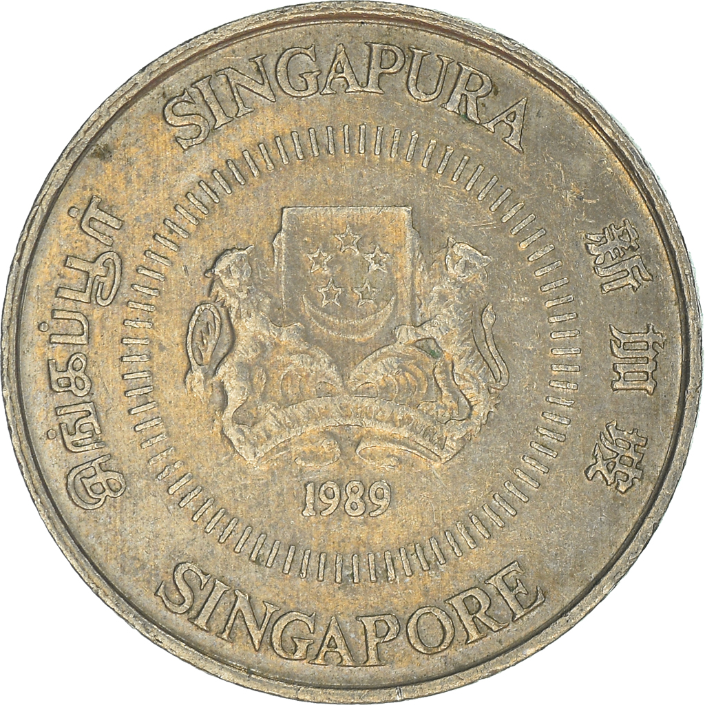 Moneda, Singapur, 10 Cents, 1989