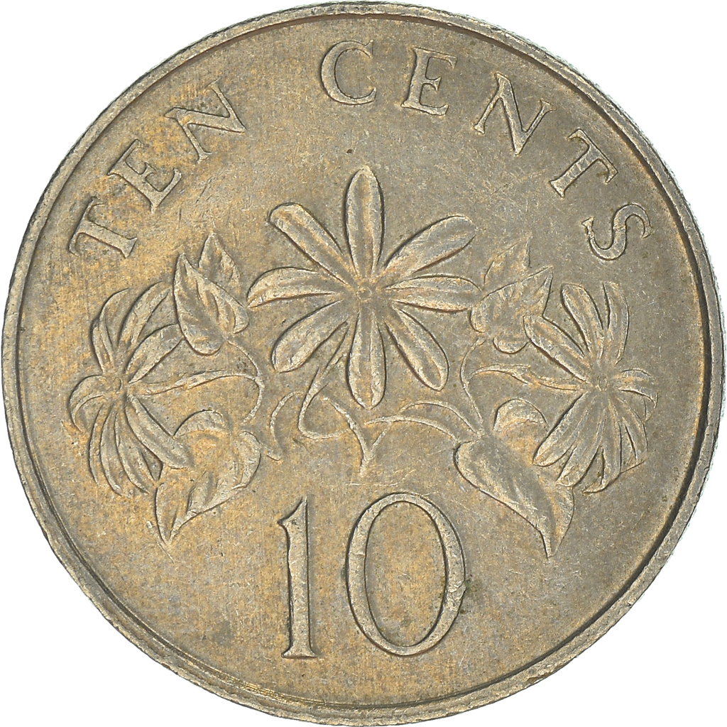 Moneda, Singapur, 10 Cents, 1989