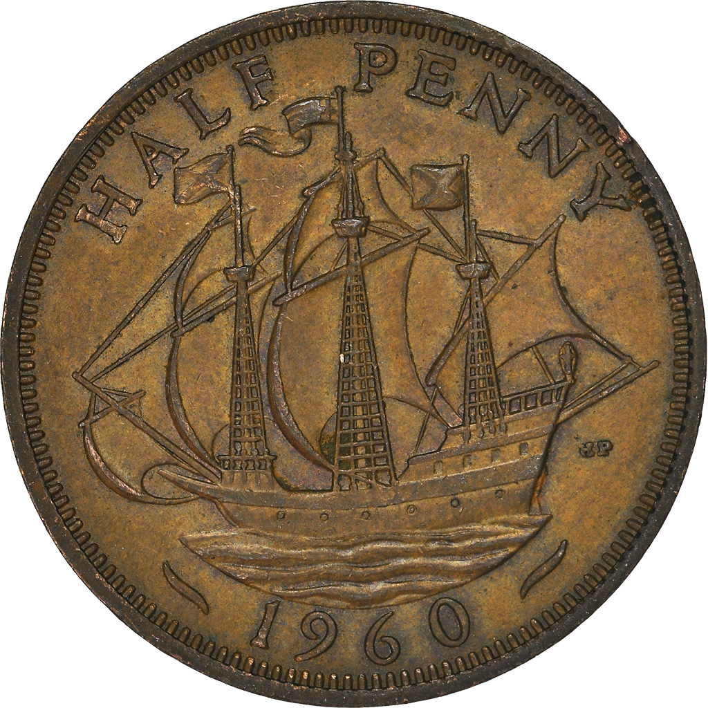 Moneda, Gran Bretaña, 1/2 Penny, 1960