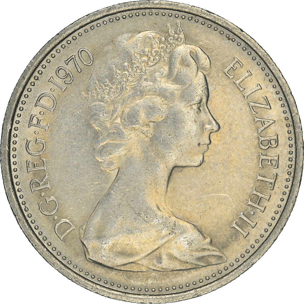 Moneda, Gran Bretaña, 5 New Pence, 1970