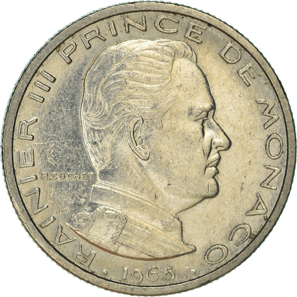 Moneda, Mónaco, 1/2 Franc, 1965