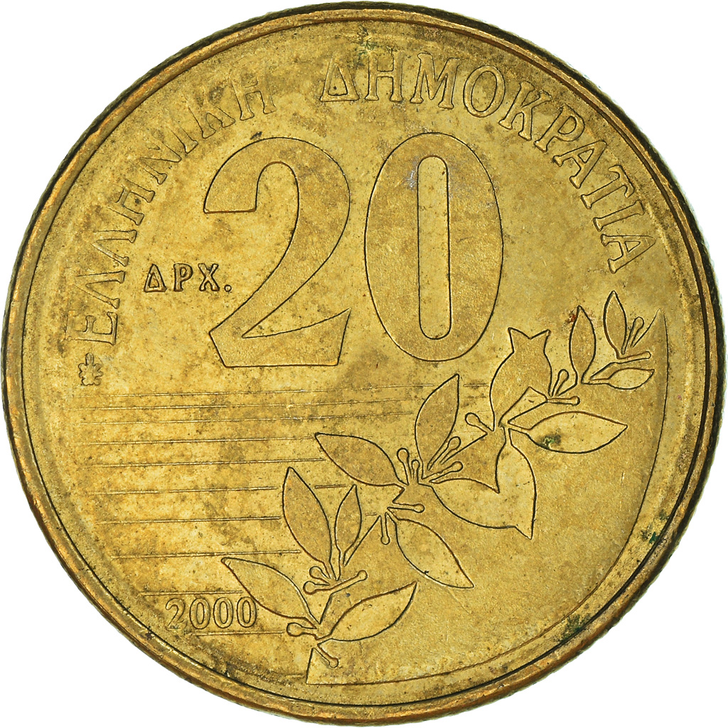 Moneda, Grecia, 20 Drachmes, 2000
