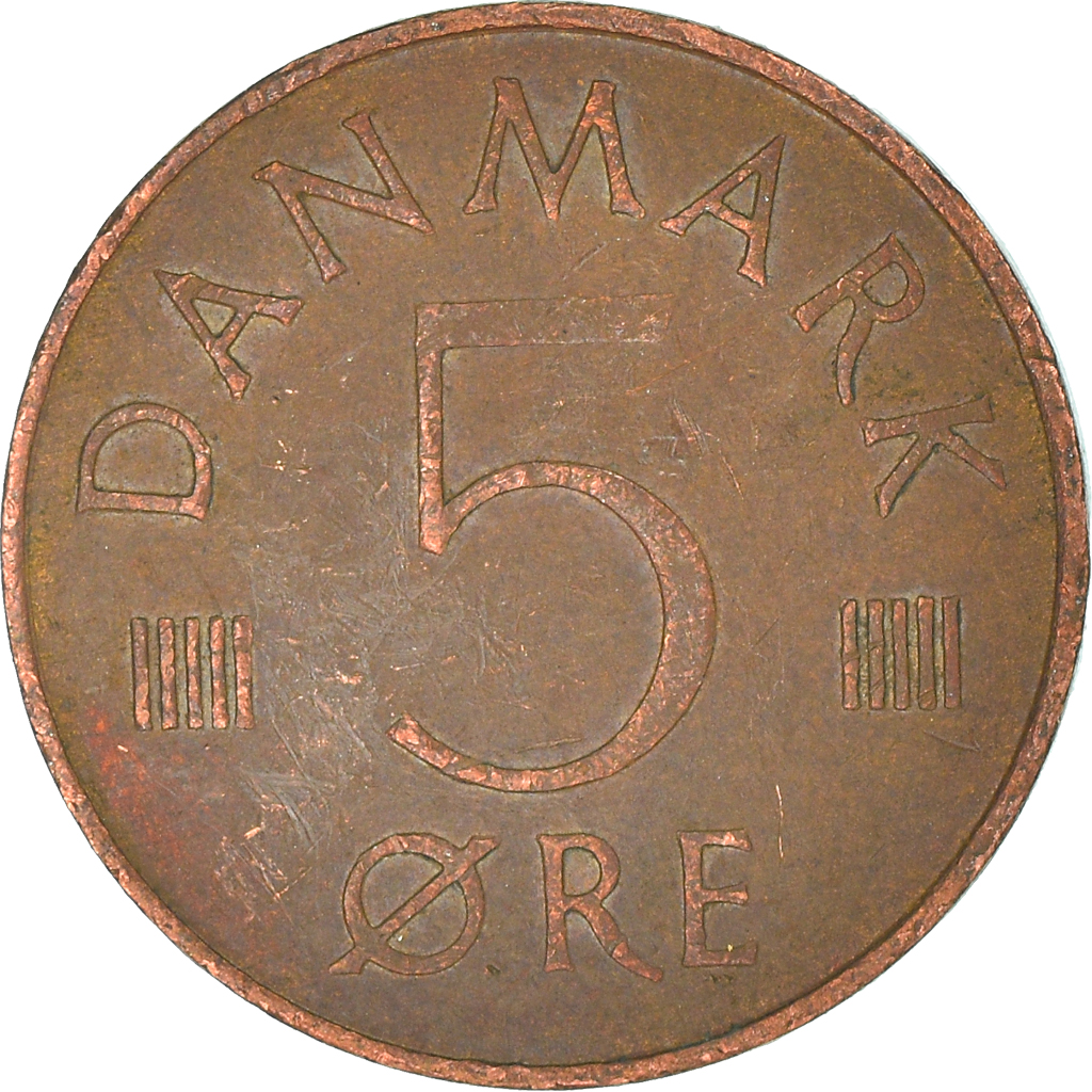 Moneda, Dinamarca, 5 Öre, 1977