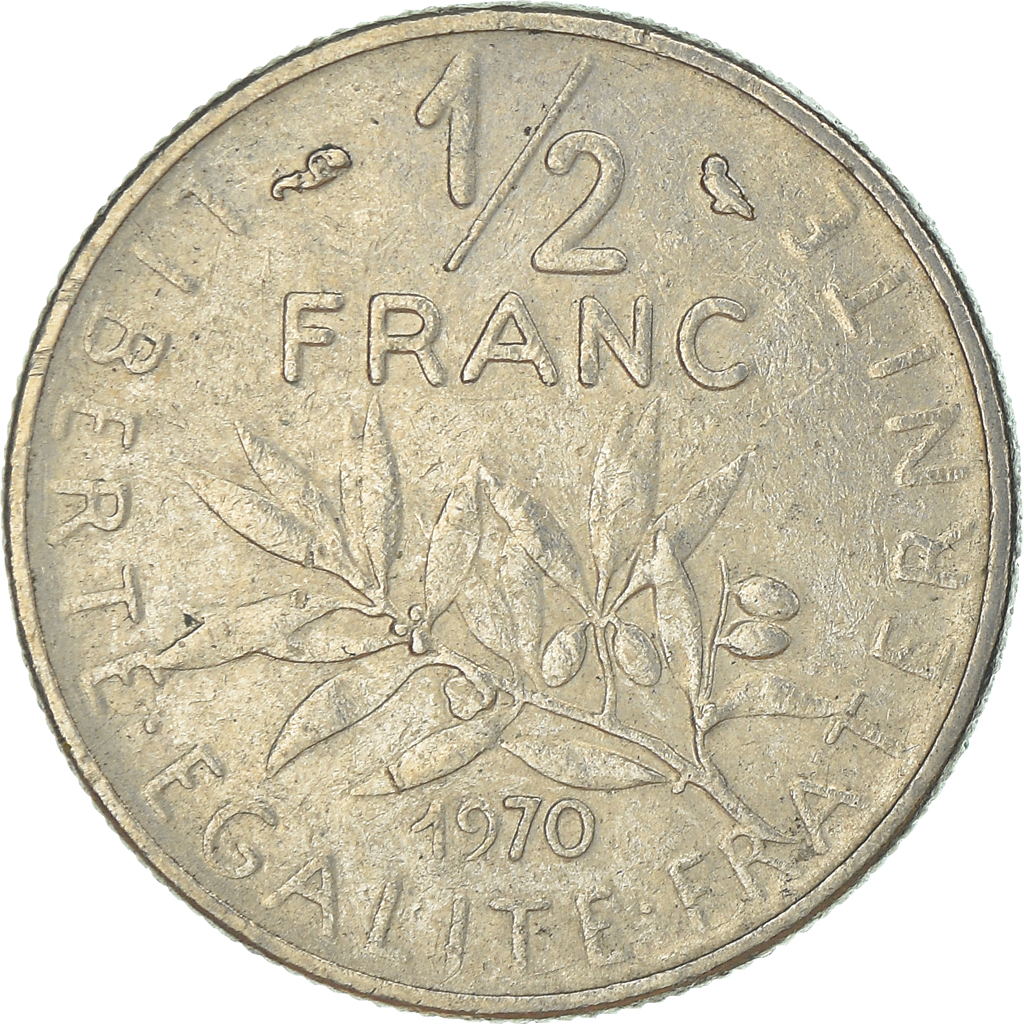 Moneda, Francia, 1/2 Franc, 1970