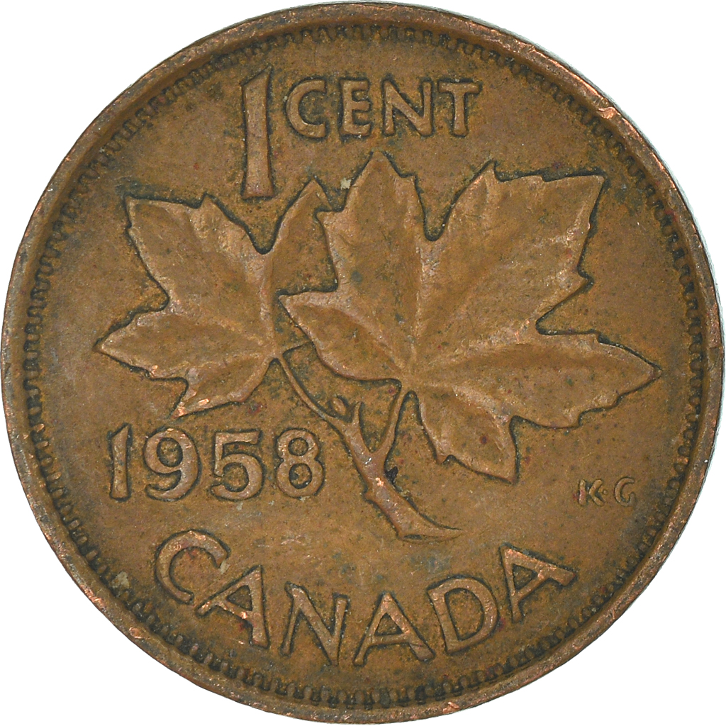 Moneda, Canadá, Cent, 1958