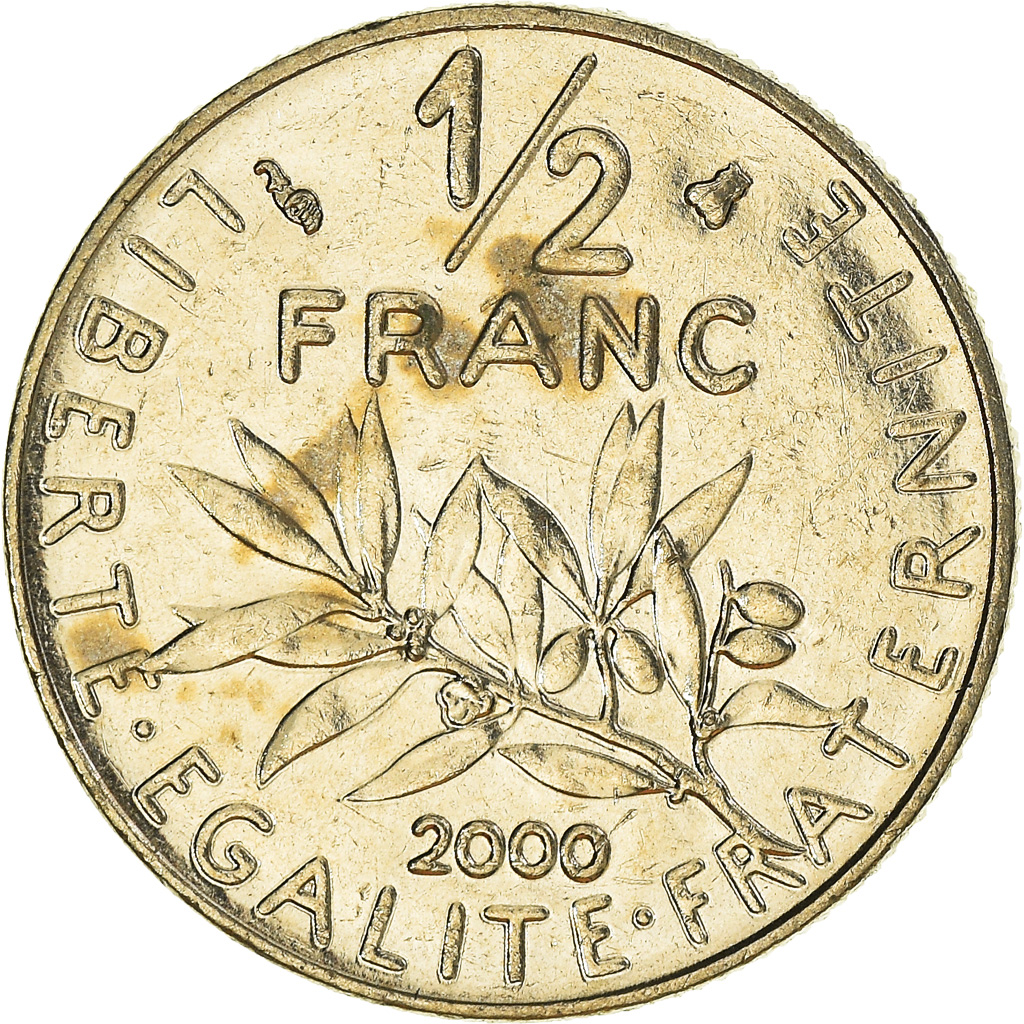 Moneda, Francia, 1/2 Franc, 2000