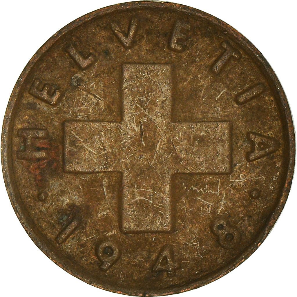 Moneda, Suiza, Rappen, 1948