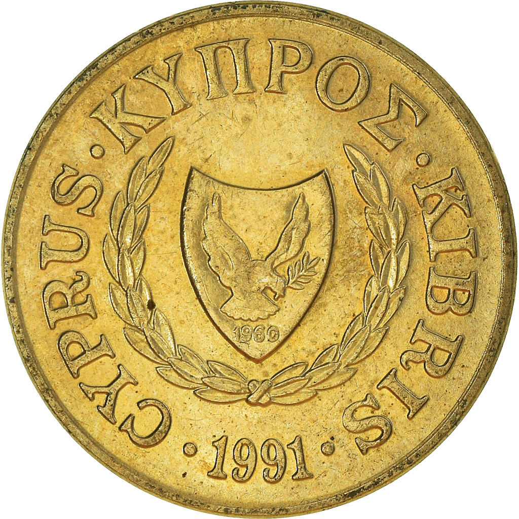 Moneda, Chipre, 2 Cents, 1991