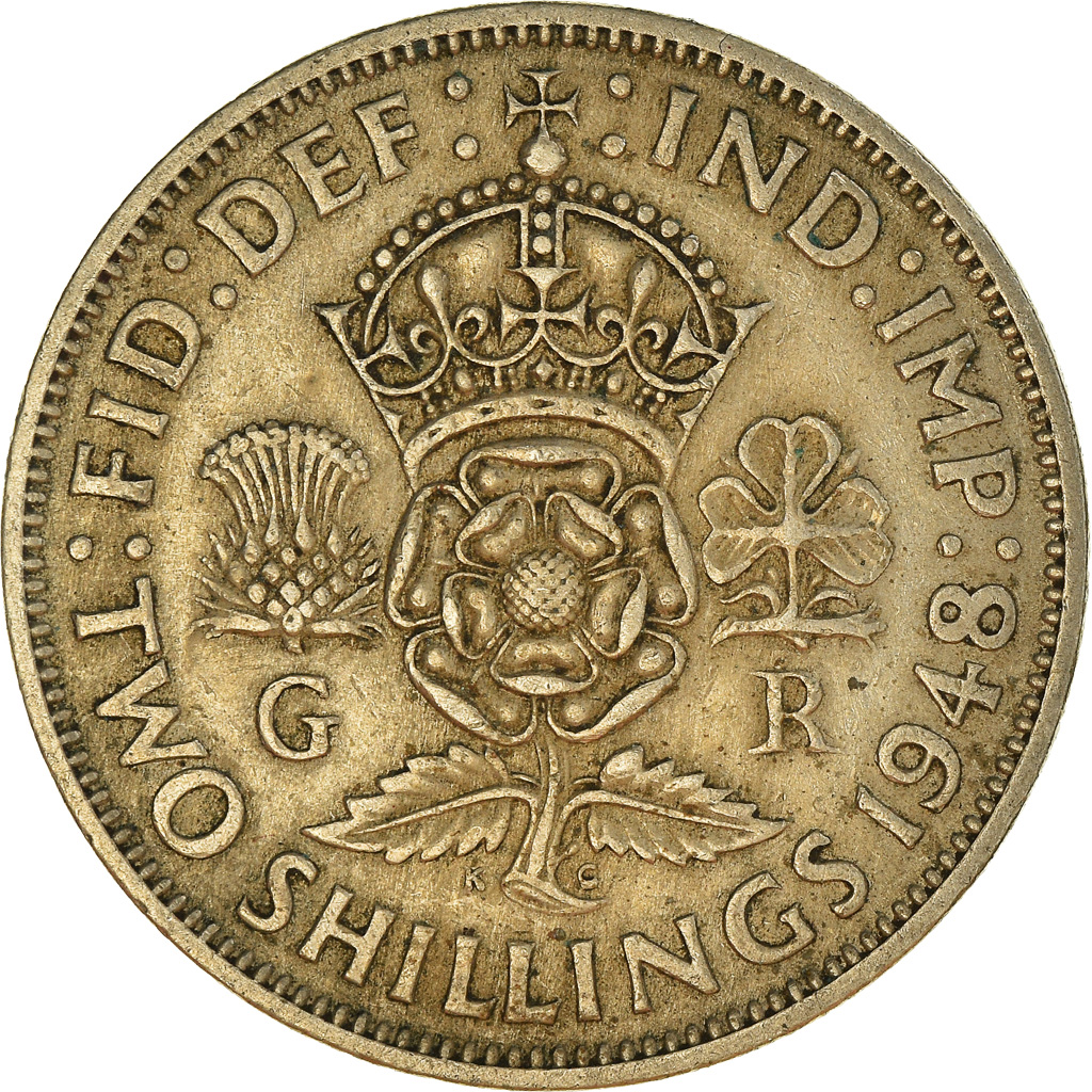 Moneda, Gran Bretaña, Florin, Two Shillings, 1948