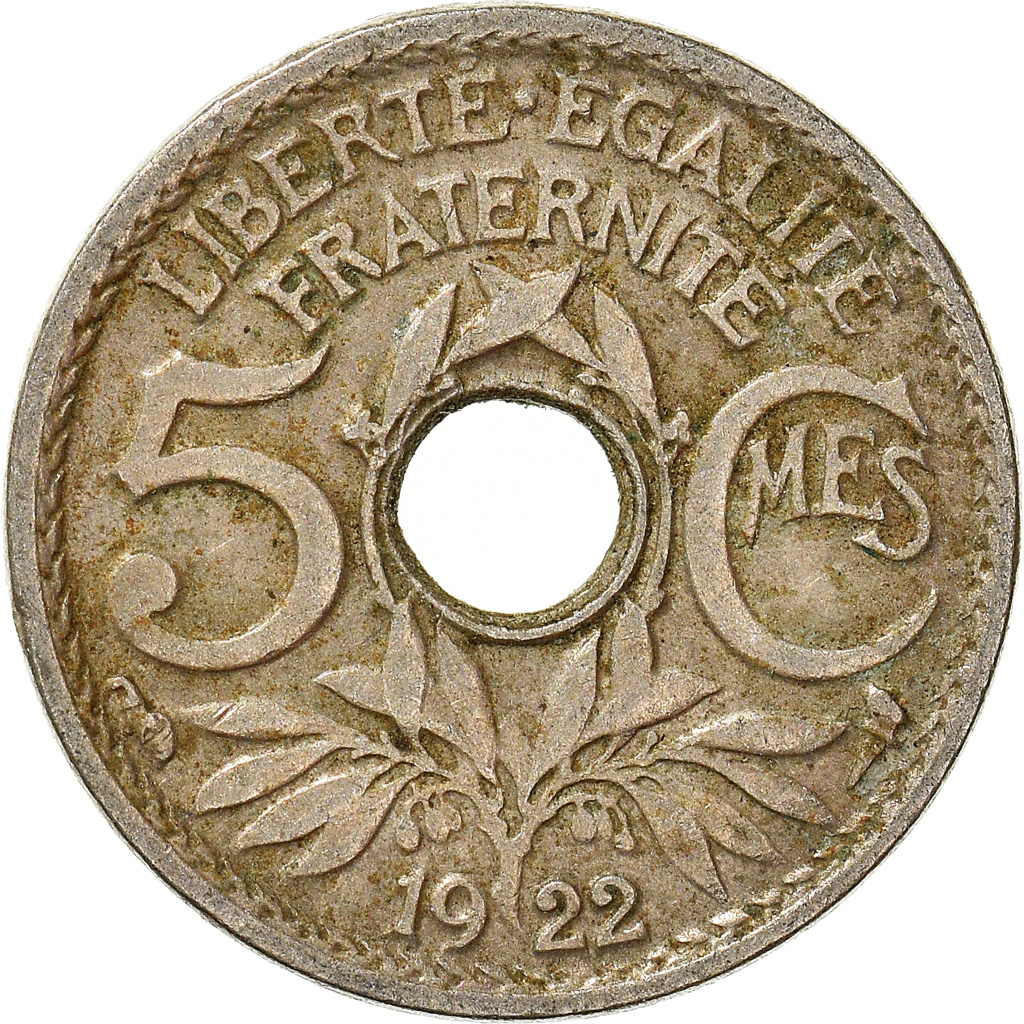 Moneda, Francia, 5 Centimes, 1922