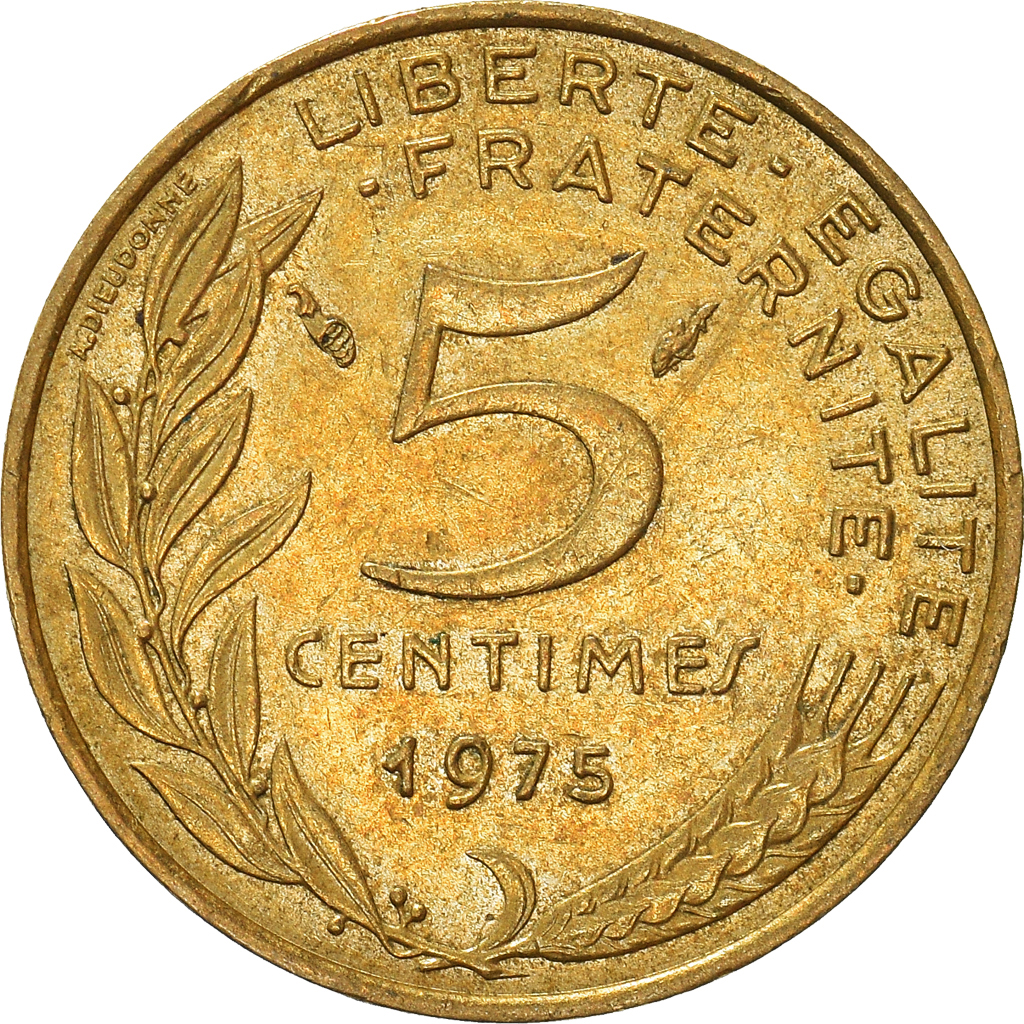 Moneda, Francia, 5 Centimes, 1975