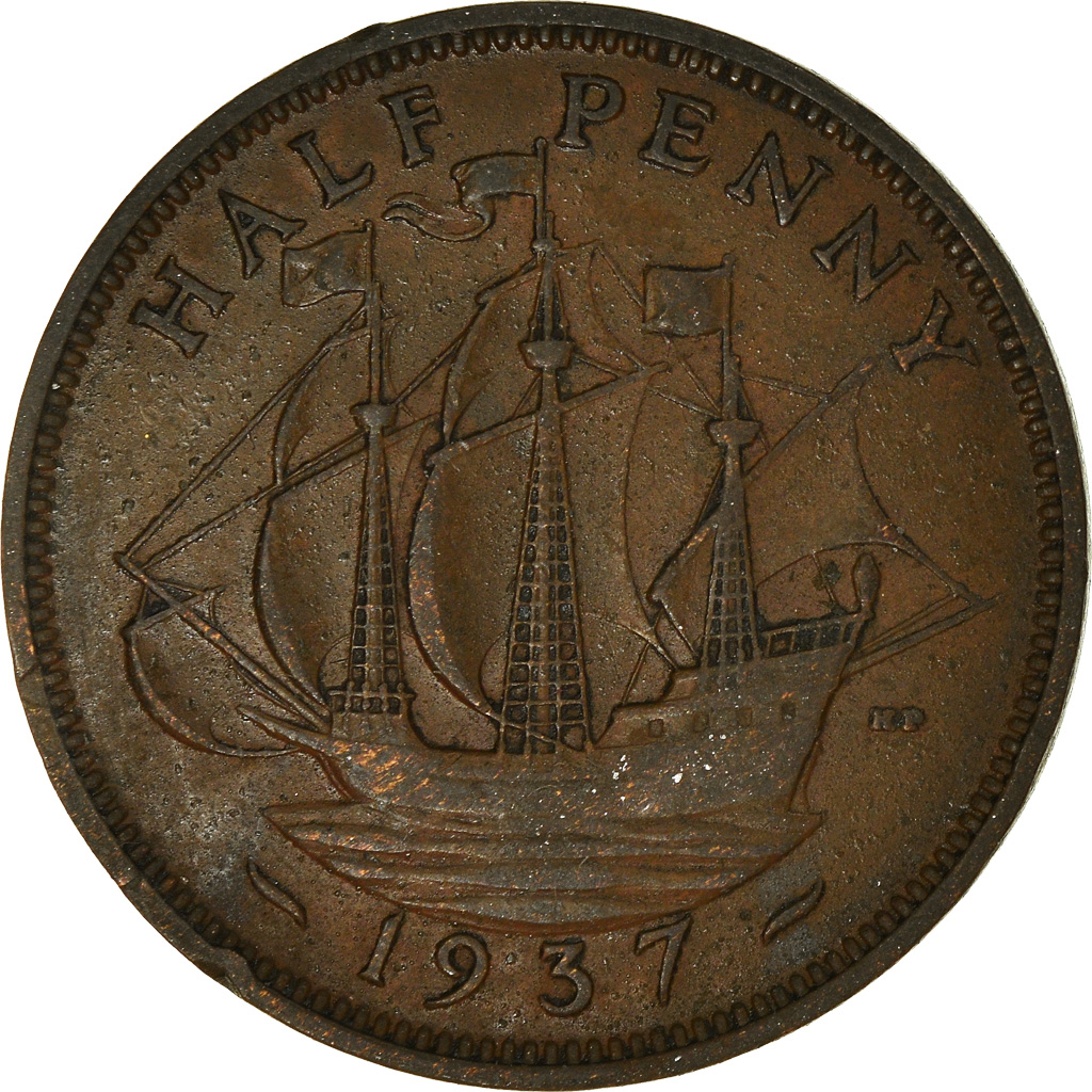 Moneda, Gran Bretaña, 1/2 Penny, 1937
