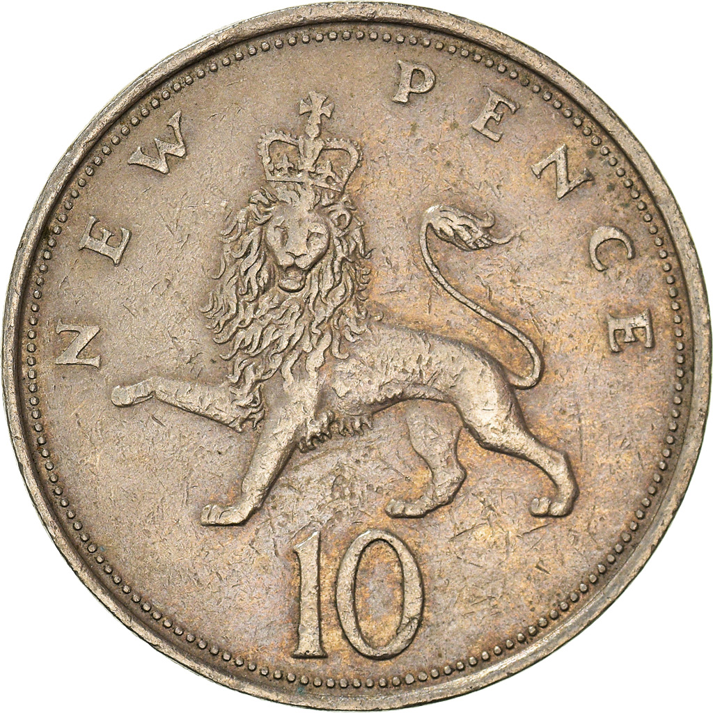 Moneda, Gran Bretaña, 10 New Pence, 1970