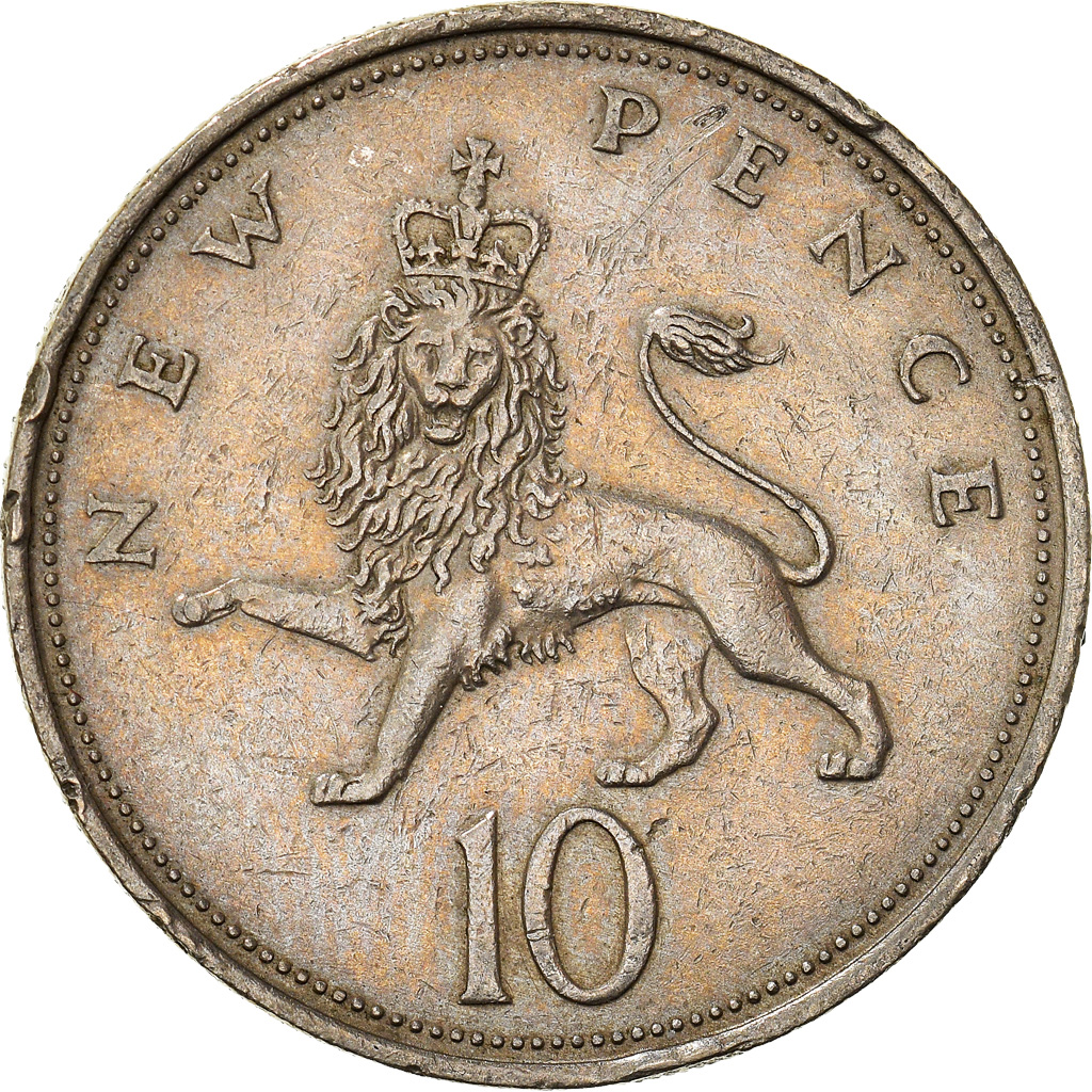 Moneda, Gran Bretaña, 10 New Pence, 1968