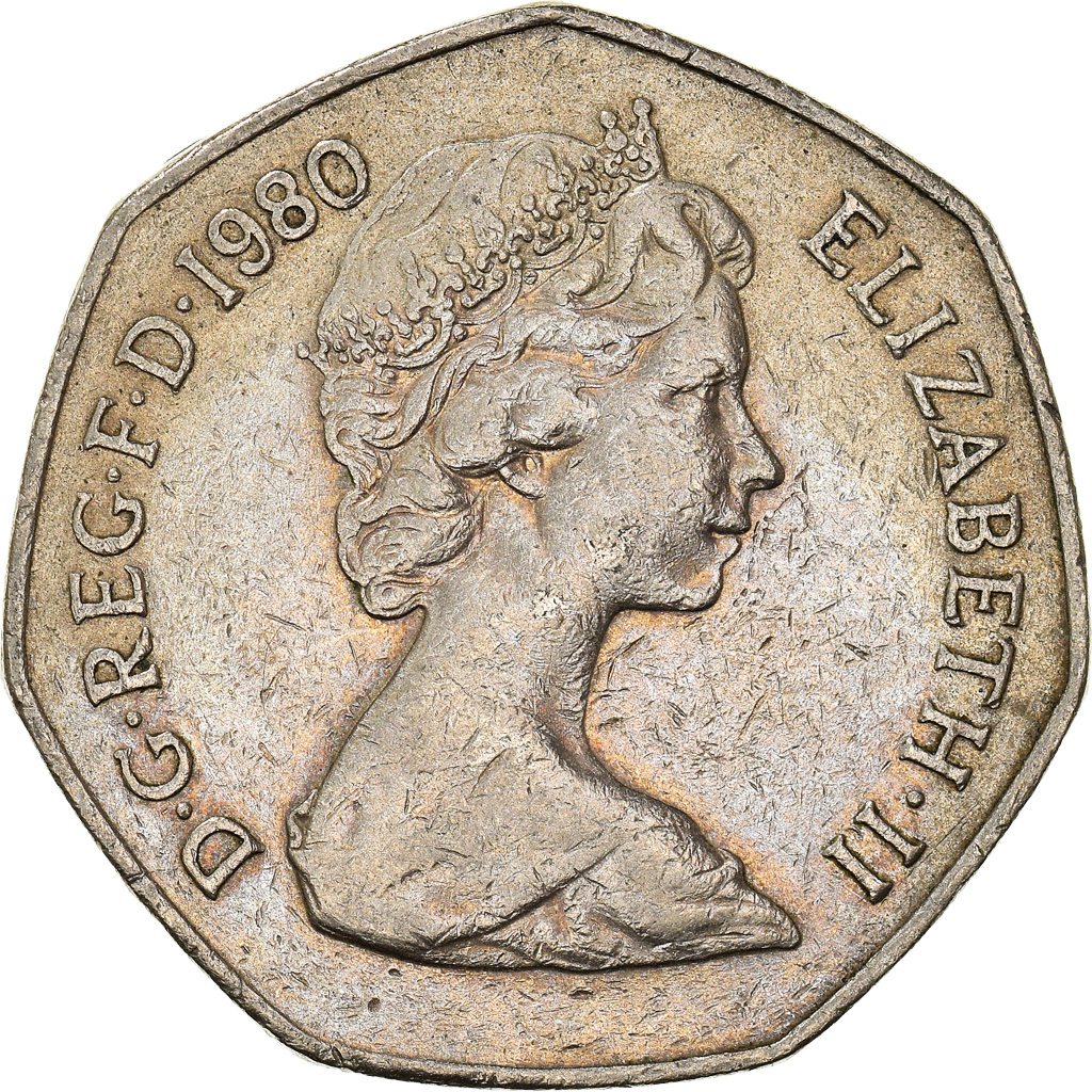 Moneda, Gran Bretaña, 50 New Pence, 1980