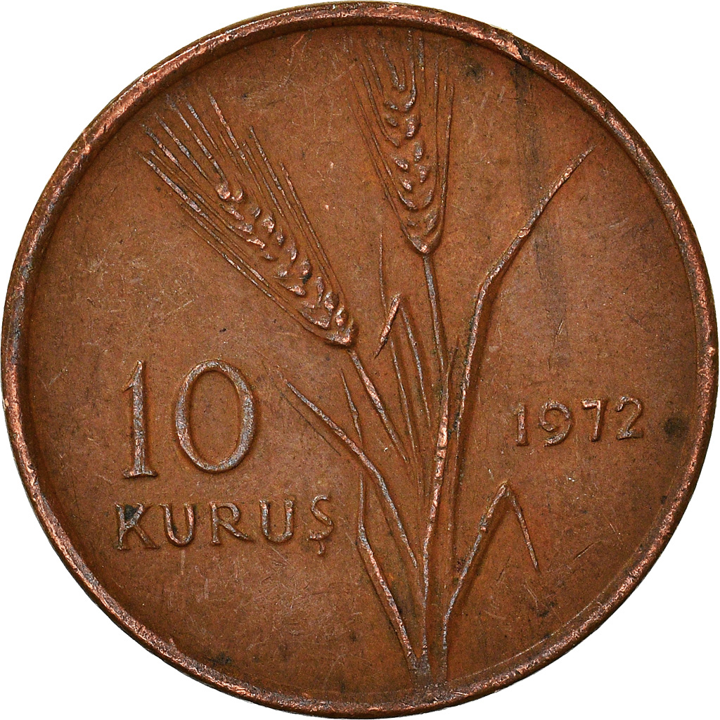 Moneda, Turquía, 10 Kurus, 1972