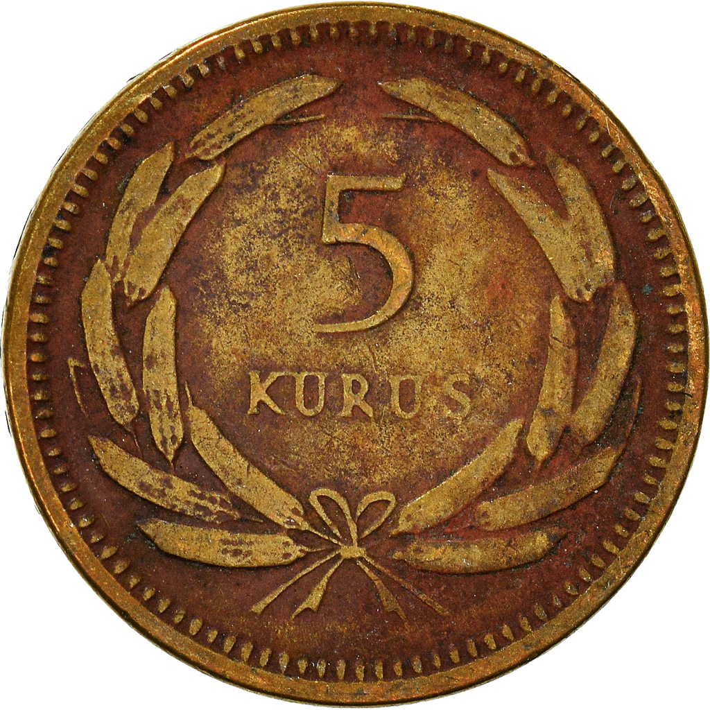 Moneta, Turchia, 5 Kurus, 1950