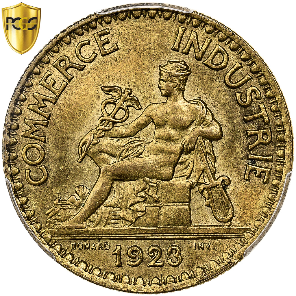 France, 2 Francs, Chambre de commerce, 1923, Paris, Cupro-Aluminium, PCGS, 