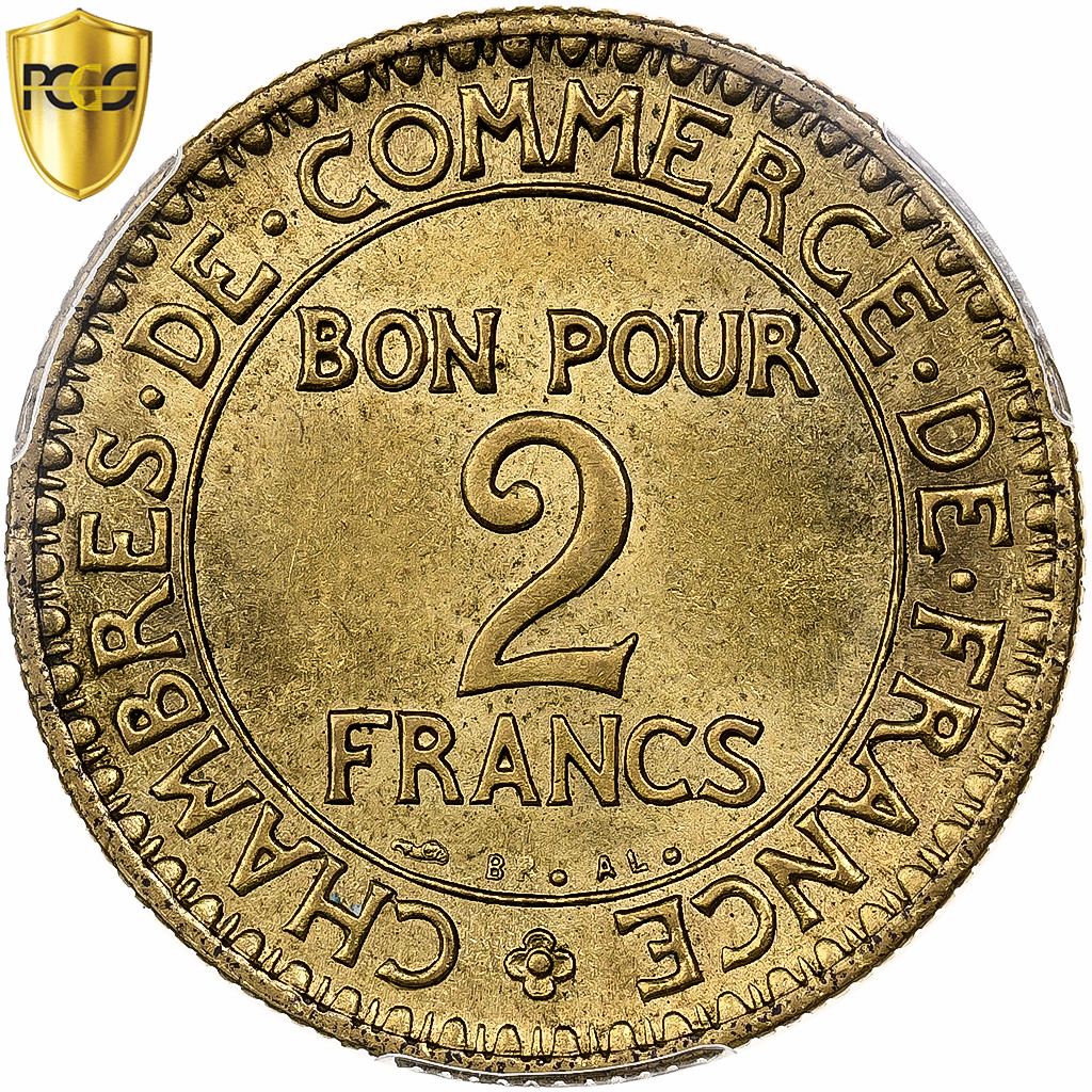 France, 2 Francs, Chambre de commerce, 1923, Paris, Cupro-Aluminium, PCGS, 