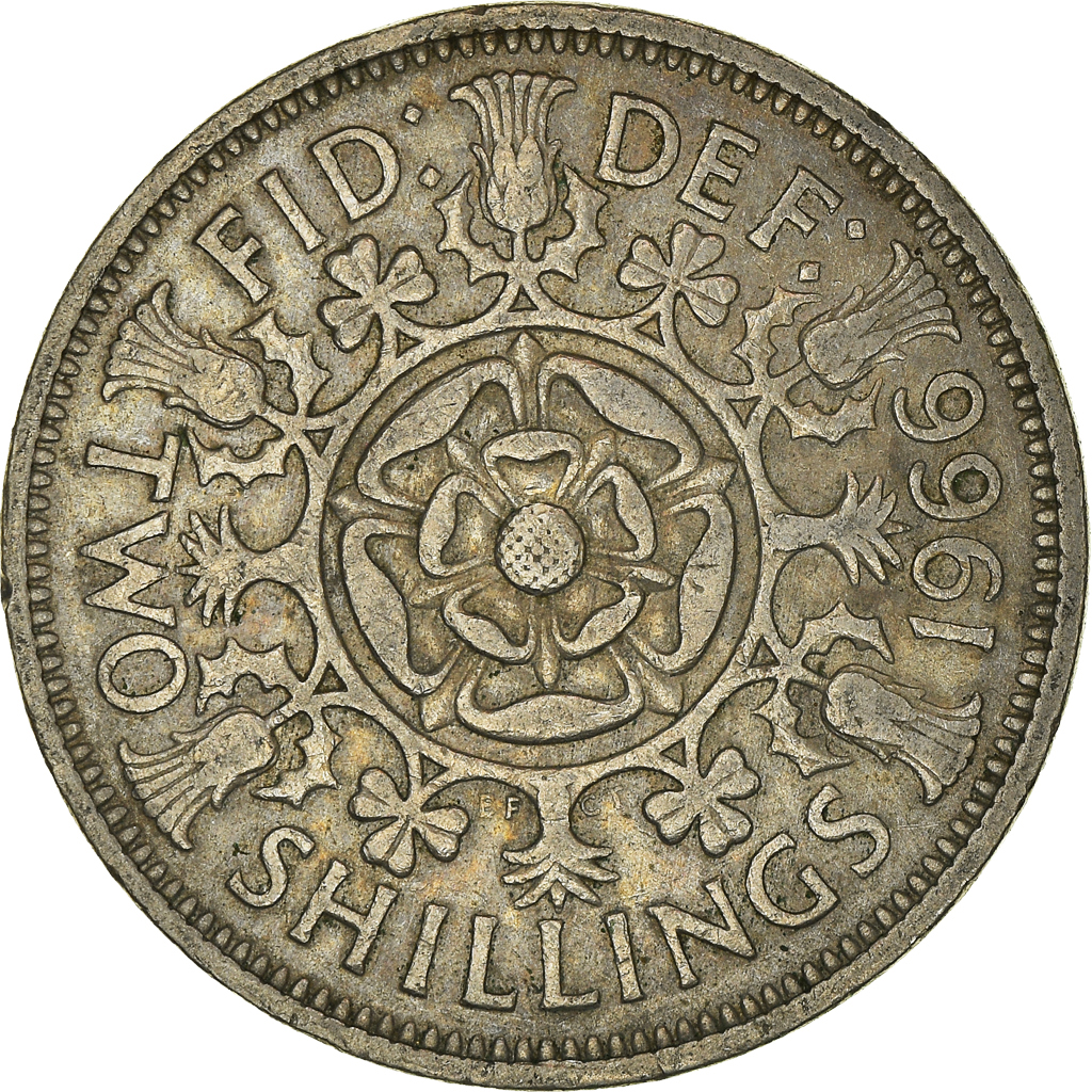 Moneda, Gran Bretaña, Florin, Two Shillings, 1966
