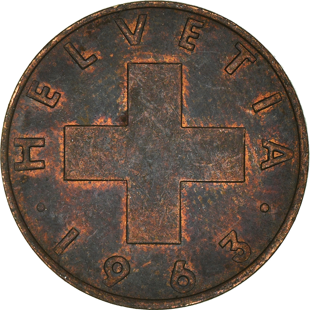 Moneda, Suiza, 2 Rappen, 1963