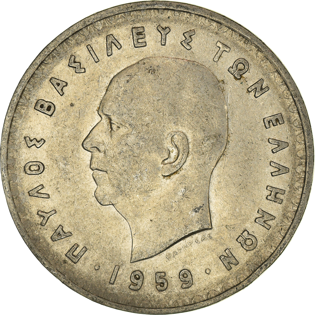 Moneda, Grecia, 10 Drachmai, 1959