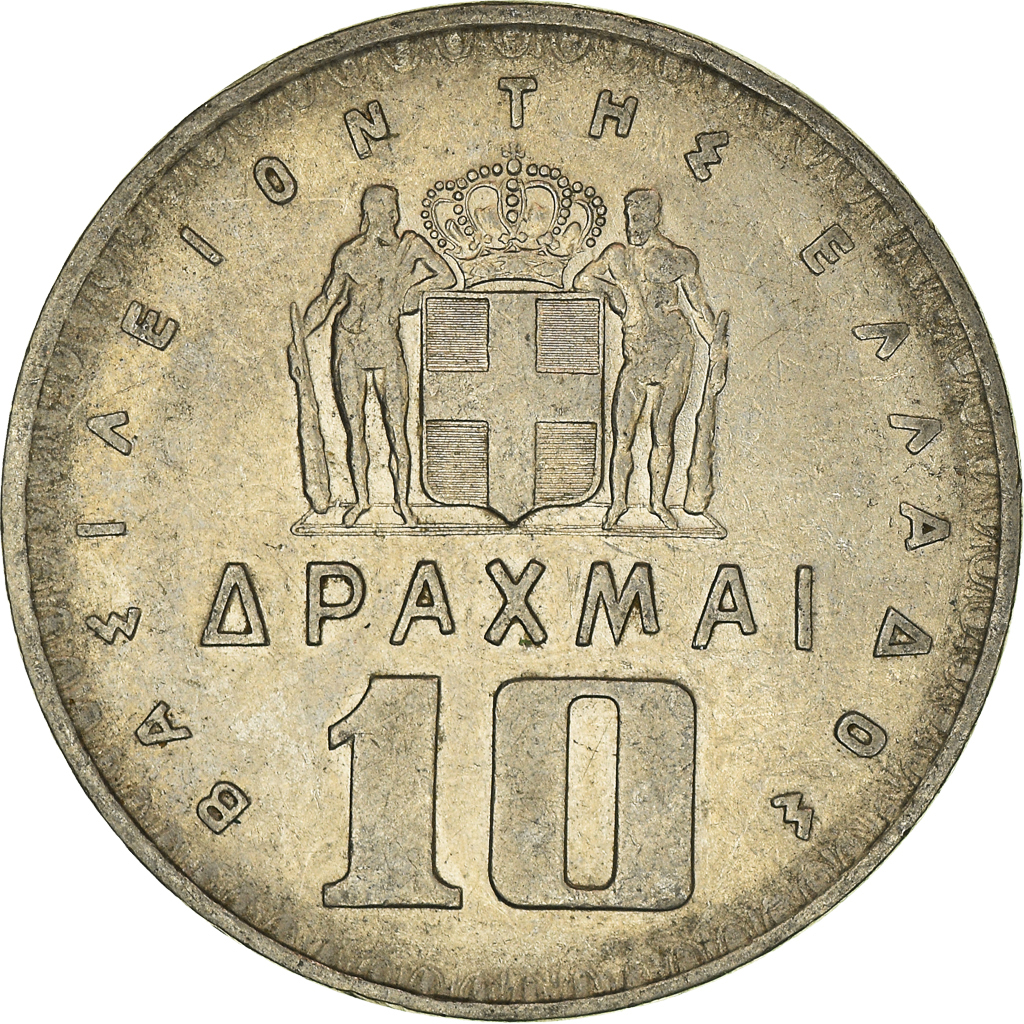 Moneda, Grecia, 10 Drachmai, 1959