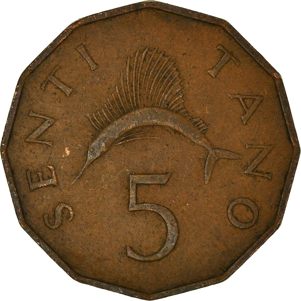 Moneda, Tanzania, 5 Senti, 1966