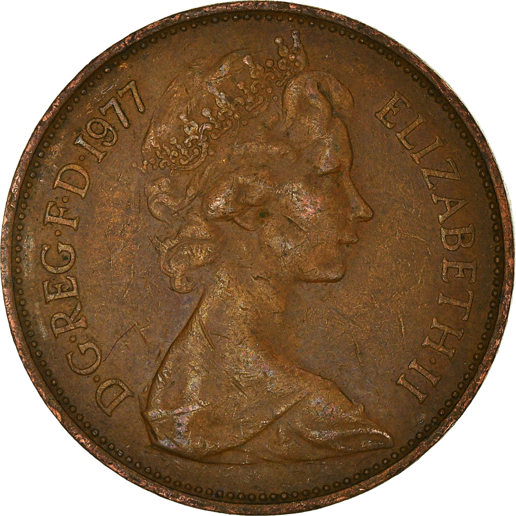 Moneda, Gran Bretaña, 2 New Pence, 1977