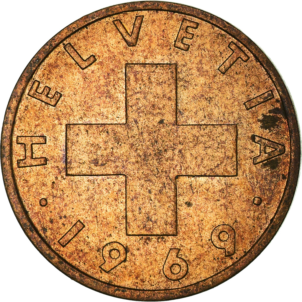 Moneda, Suiza, 2 Rappen, 1969