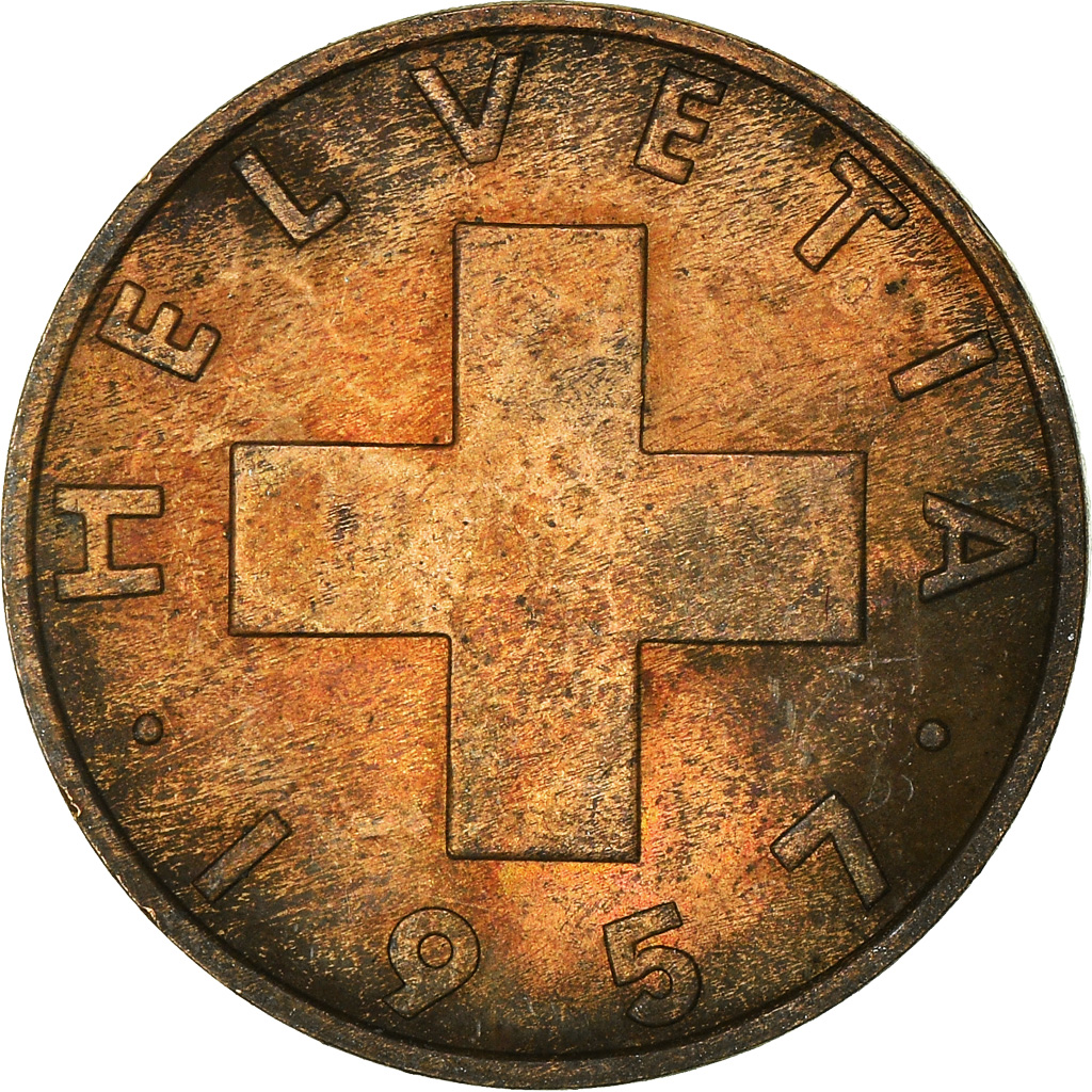 Moneda, Suiza, 2 Rappen, 1957