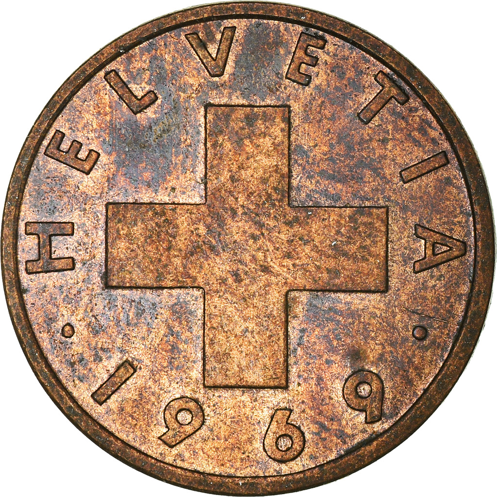 Moneda, Suiza, 2 Rappen, 1969