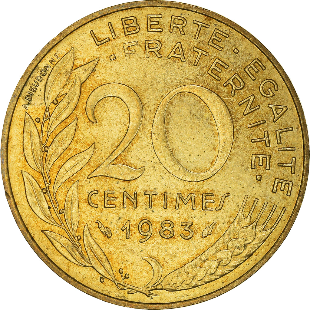 Moneda, Francia, 20 Centimes, 1983