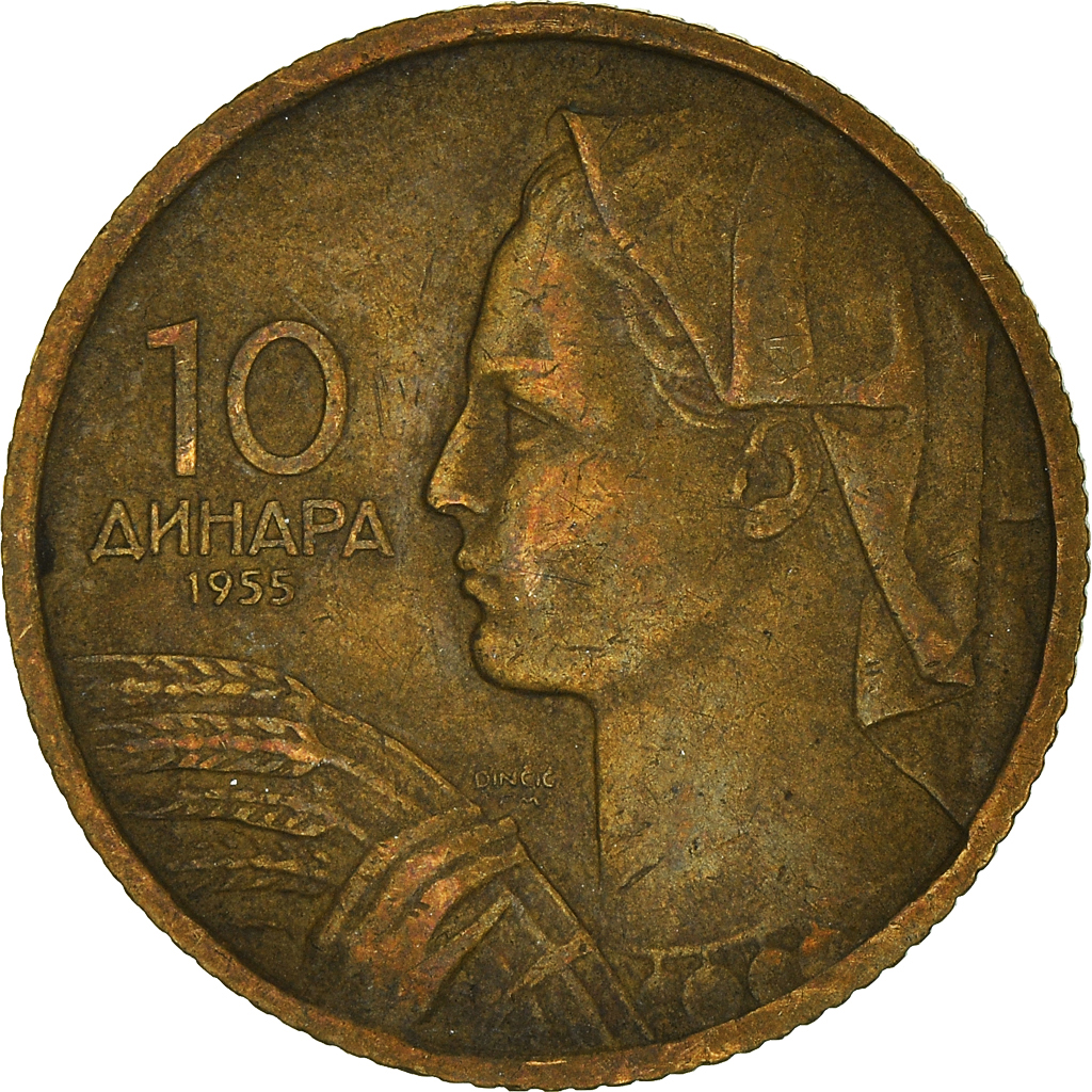 Moneda, Yugoslavia, 10 Dinara, 1955